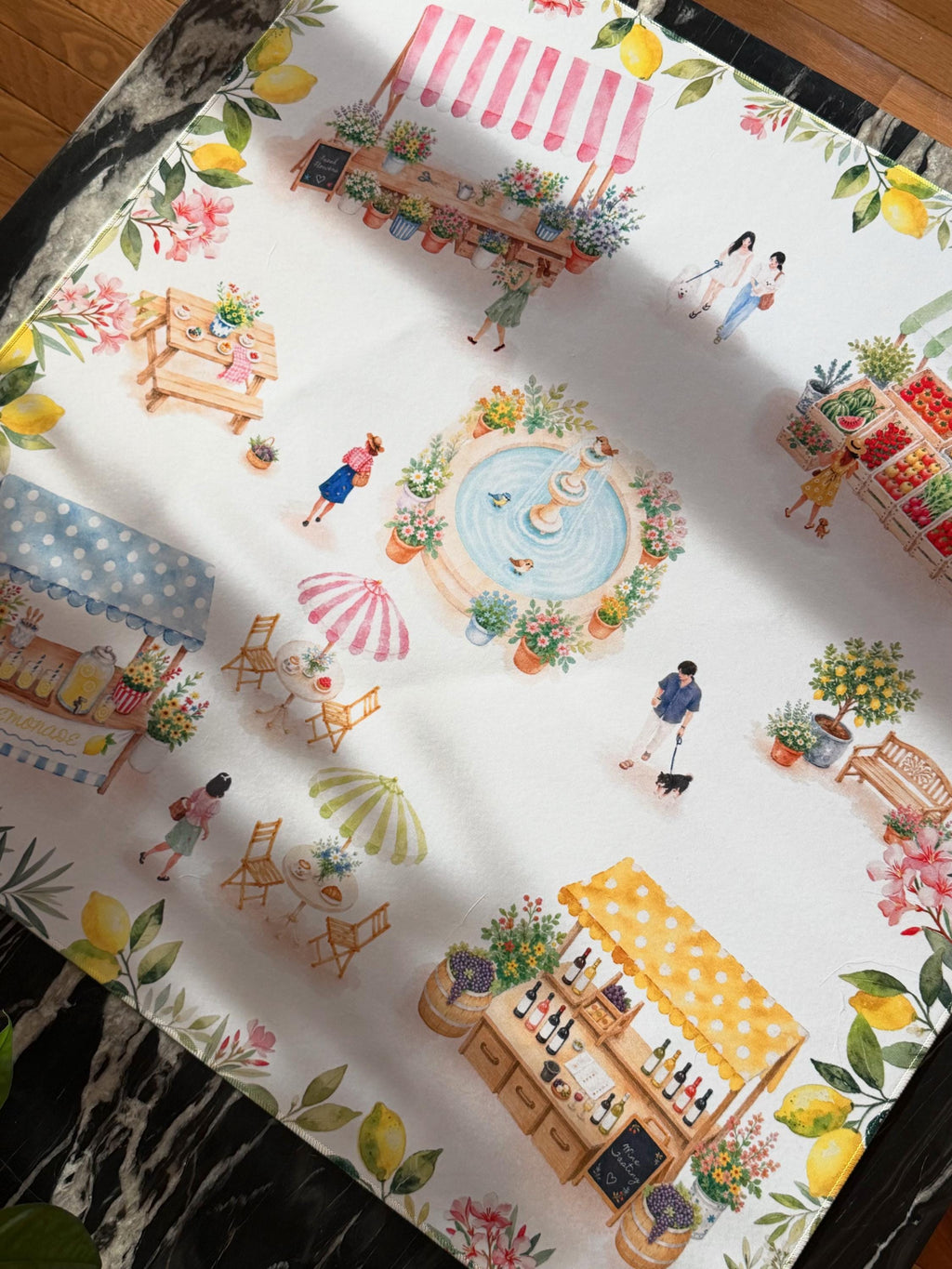 Farmers Market Mahjong Mat | Double-Sided American Mahjong Mat