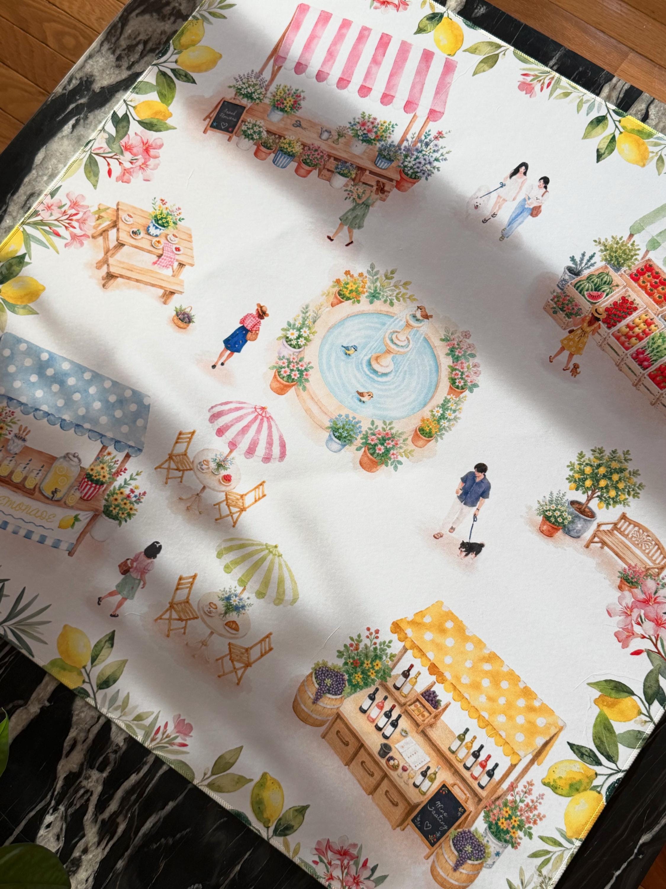 Farmers Market Mahjong Mat | Double-Sided American Mahjong Mat